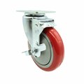 Service Caster Choice 176ICCASTER5 Replacement Caster with Brake CHO-SCC-20S514-PPUB-RED-TLB